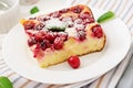 Cottage cheese casserole with cherries Royalty Free Stock Photo