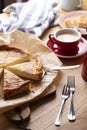 Cottage cheese casserole and coffee for breakfast Royalty Free Stock Photo