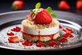 Cottage cheese cream on a shortbread base is complemented by strawberries, delicate confit and sesame seeds. The final and perhaps