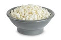 Cottage Cheese, Curd in ceramic bowl isolated on white background with full depth of field Royalty Free Stock Photo