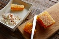 cottage cheese curd with Honey honeycomb Royalty Free Stock Photo