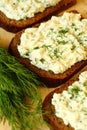 Cottage cheese and dark bread Royalty Free Stock Photo