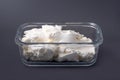 cottage cheese in glass container - curd isolated