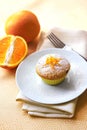 Cottage cheese muffin with raisins and orange zest