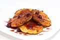 Cottage cheese pancake with cherry jam Royalty Free Stock Photo