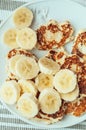 Cottage cheese pancakes with bananas