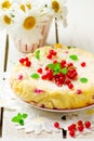 Cottage cheese red currant pie Royalty Free Stock Photo