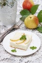 Cottage cheese souffle(casserole) with pear Royalty Free Stock Photo