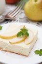 Cottage cheese souffle(casserole) with pear Royalty Free Stock Photo