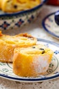 Cottage cheese strudel .selective focus. Royalty Free Stock Photo