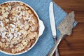 Cottage cheese tart with pear and almond Royalty Free Stock Photo