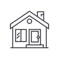 Cottage, chimney,real estate vector line icon, sign, illustration on background, editable strokes Royalty Free Stock Photo