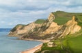 Cottage by cliffs at West Bay Dorset in UK