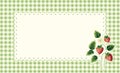 Cottage Core Garden Strawberry and Gingham Rectangular Vector Frame. Vintage Invitation Design