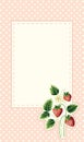 Cottage Core Garden Strawberry and Polka Dot Rectangular Vector Frame. Vintage Invitation Design