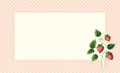 Cottage Core Garden Strawberry and Polka Dot Rectangular Vector Frame. Vintage Invitation Design