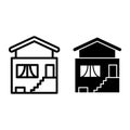 Cottage in the countryside line and glyph icon. Modern house vector illustration isolated on white. Cottage with Royalty Free Stock Photo