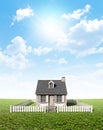 Cottage On Green Lawn Royalty Free Stock Photo