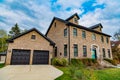 cottage house in american neighborhood. suburban house property. property insurance. residential house in america Royalty Free Stock Photo