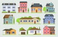 Cottage house facede vector city street view buildings of town house face side modern world house building flat