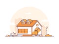 Cottage house - modern thin line design style vector illustration Royalty Free Stock Photo