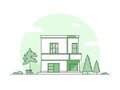 Cottage house - modern thin line design style vector illustration Royalty Free Stock Photo