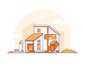 Cottage house - modern thin line design style vector illustration Royalty Free Stock Photo