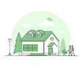 Cottage house - modern thin line design style vector illustration Royalty Free Stock Photo