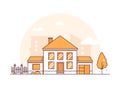 Cottage house - modern thin line design style vector illustration Royalty Free Stock Photo