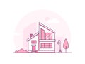 Cottage house - modern thin line design style vector illustration Royalty Free Stock Photo