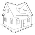 Cottage house view logo, isolated on white background vector illustration