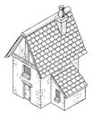 Cottage House Vintage Woodcut Building Map Icon