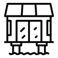 Cottage icon outline vector. Beach bungalow Royalty Free Stock Photo