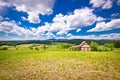 Cottage in idyllic agricultural landscape Royalty Free Stock Photo