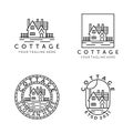 Cottage line art set bundle logo vector illustration template design
