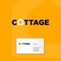 Cottage logo. Building and construction icon. Real estate emblem. Letters and O letter like silhouette of house.