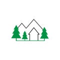 Cottage mountains forest vector logo