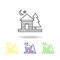 Cottage, night, moon,star,tree colored icon. Can be used for web, logo, mobile app, UI, UX