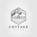 Cottage rent line art logo template vector illustration design. simple cabin, house, lodge rent logo concept