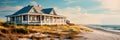 cottage residential exterior with weathered shingles, a wraparound porch, and beach-inspired decor.