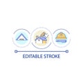 Cottage roof installation loop concept icon Royalty Free Stock Photo