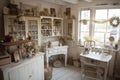 cottage with shabby chic decor and vintage details, including handmade accessories