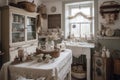 cottage with shabby chic decor and vintage details, including handmade accessories