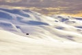 Cottage and snowy landscape in mountains in Norway Royalty Free Stock Photo