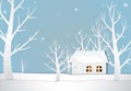 Cottage with star and comet Christmas season background paper ar Royalty Free Stock Photo