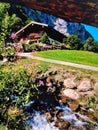 Cottage stream flowers alps Switzerland Royalty Free Stock Photo