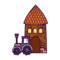 Cottage tractor rural truck farm animal cartoon