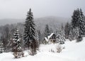 Cottage in winter, Kopaonik, Serbia Royalty Free Stock Photo