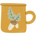 Cottagecore Aesthetic Tea cup. Hand drawn cartoon vintage kitchen tool. Retro coffee or teacup, mug decorative ceramic.