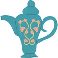 Cottagecore Aesthetic Teapot. Hand drawn cartoon vintage kitchen tool. Retro coffee, tea pot, kettle decorative ceramic.